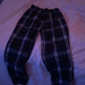 Pj pants with a dark blue and white and a little bit of orange